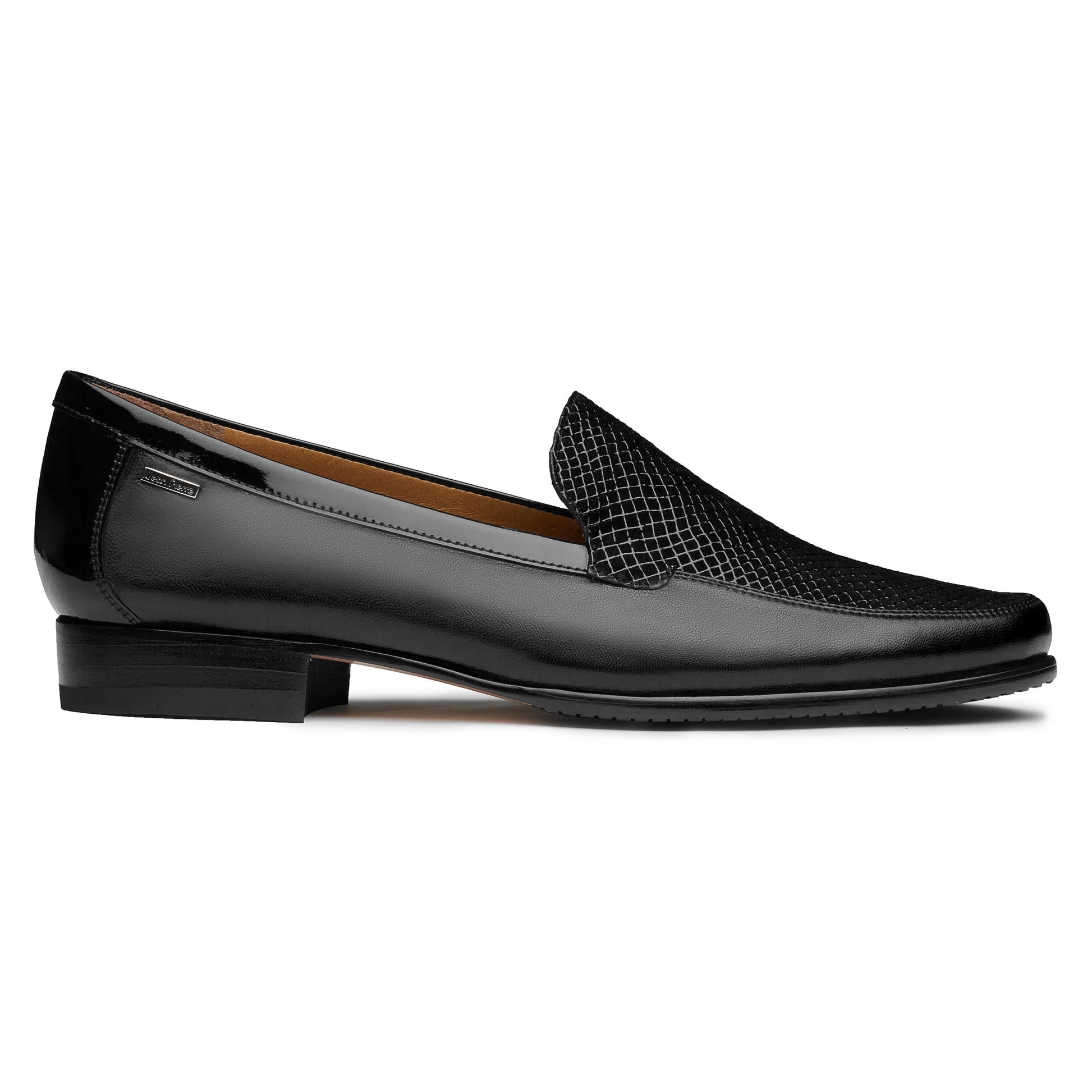 Mocasines  de piel para dama texturizados color negro