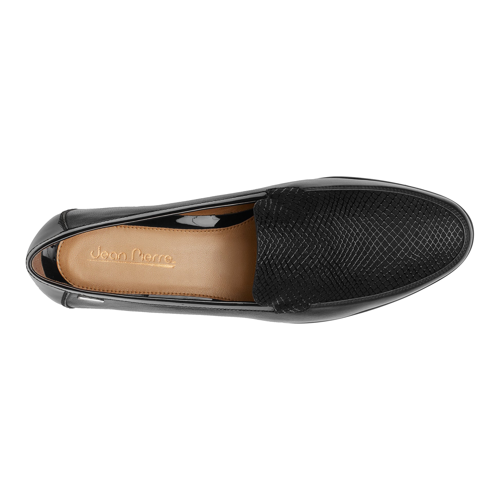 Mocasines  de piel para dama texturizados color negro