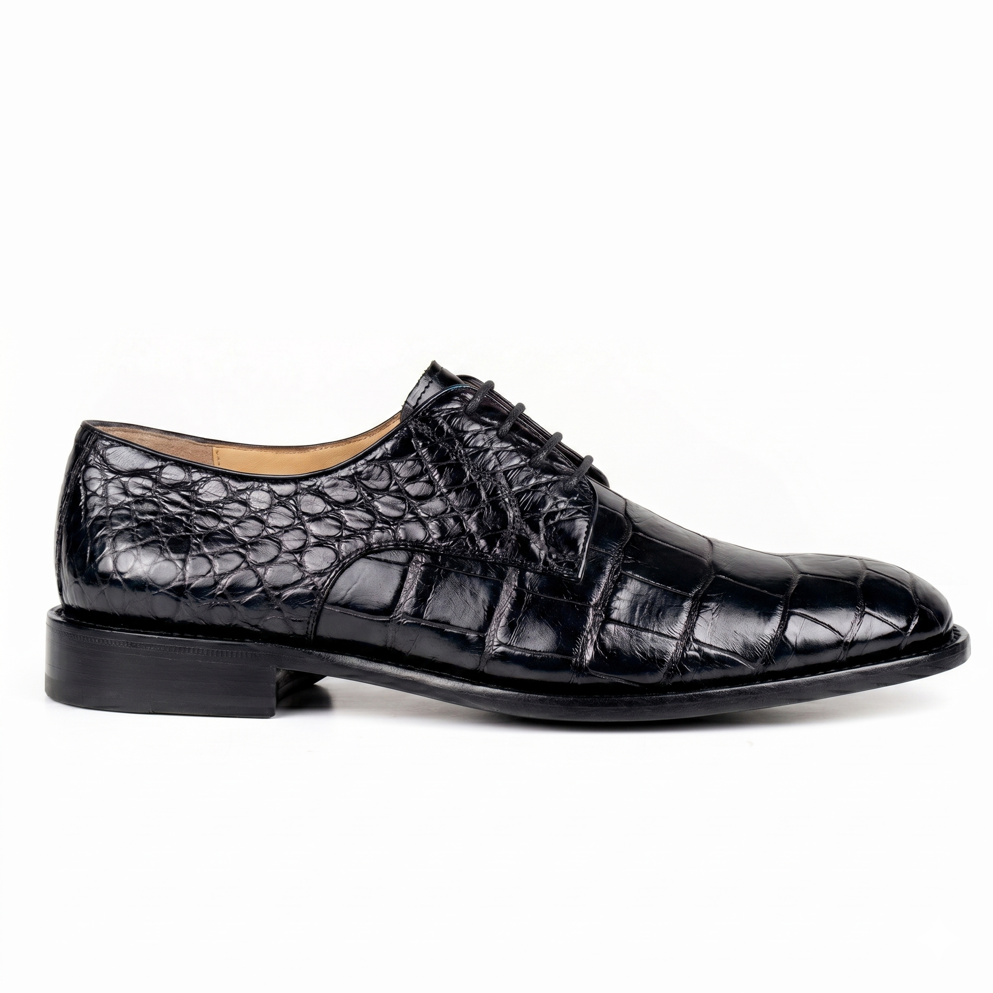Zapatos derby de cocodrilo color negro