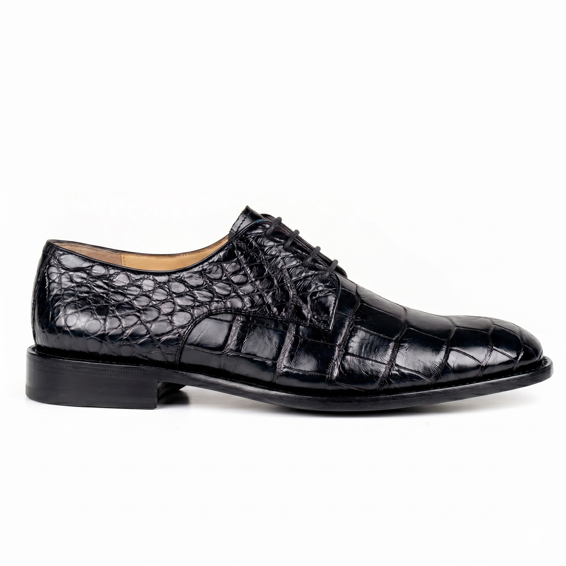 Zapatos derby de cocodrilo color negro