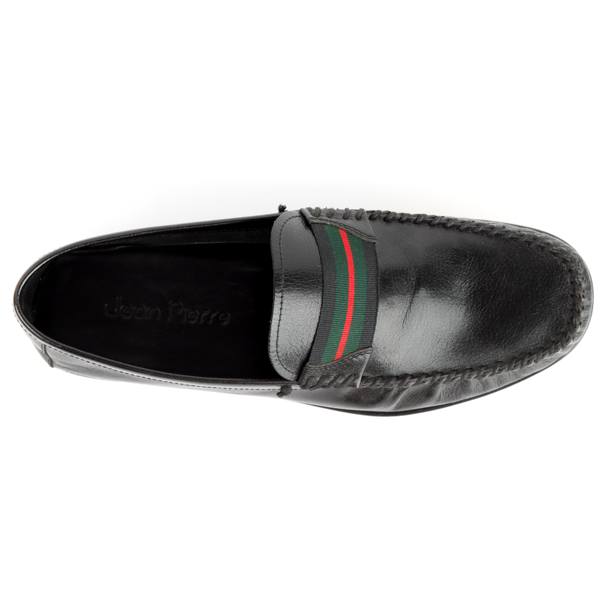 Mocasín Casualen Piel Negra con Antifaz Textil Tricolor