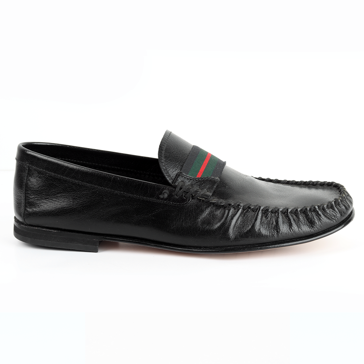 Mocasín Casualen Piel Negra con Antifaz Textil Tricolor