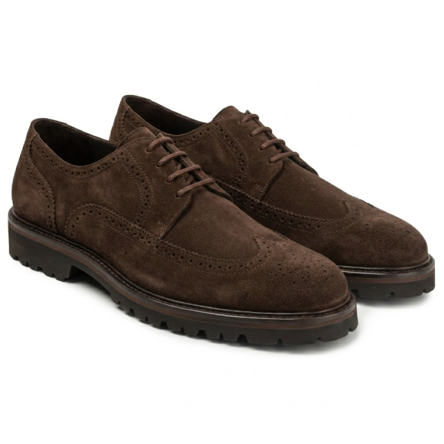 Zapatos derby de gamuza café