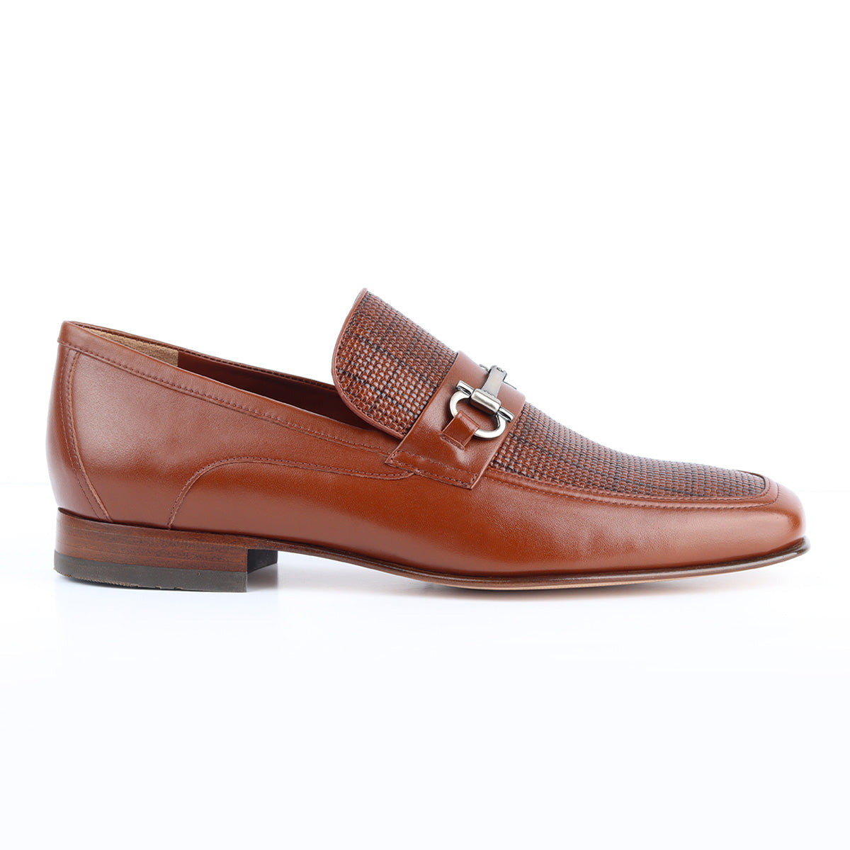 Mocasines de piel trenzada y lisa con hebilla para hombre