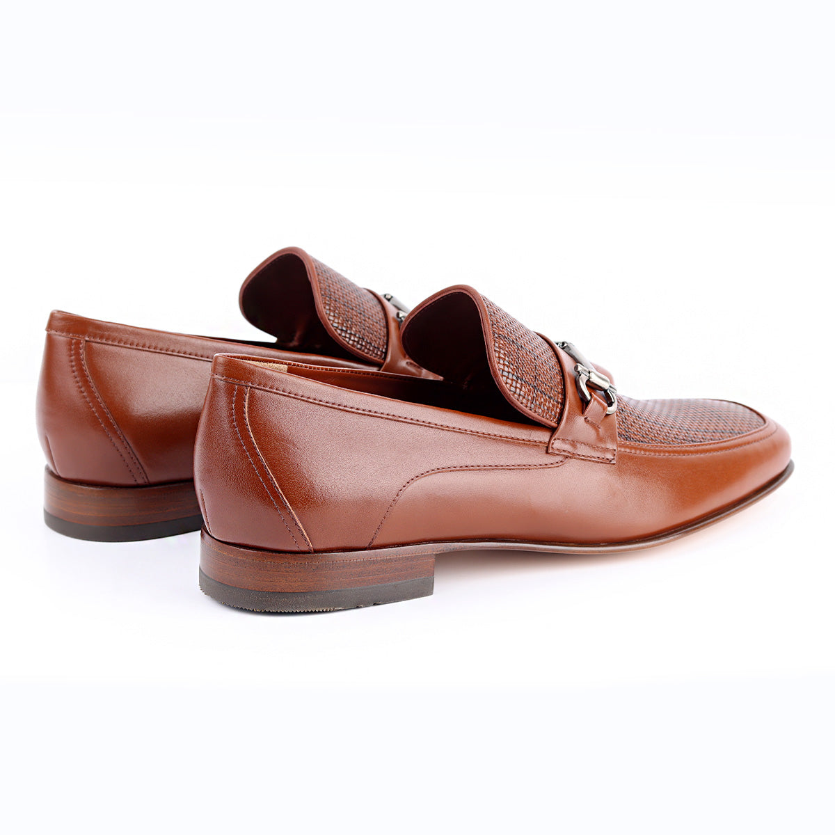 Mocasines de piel trenzada y lisa con hebilla para hombre