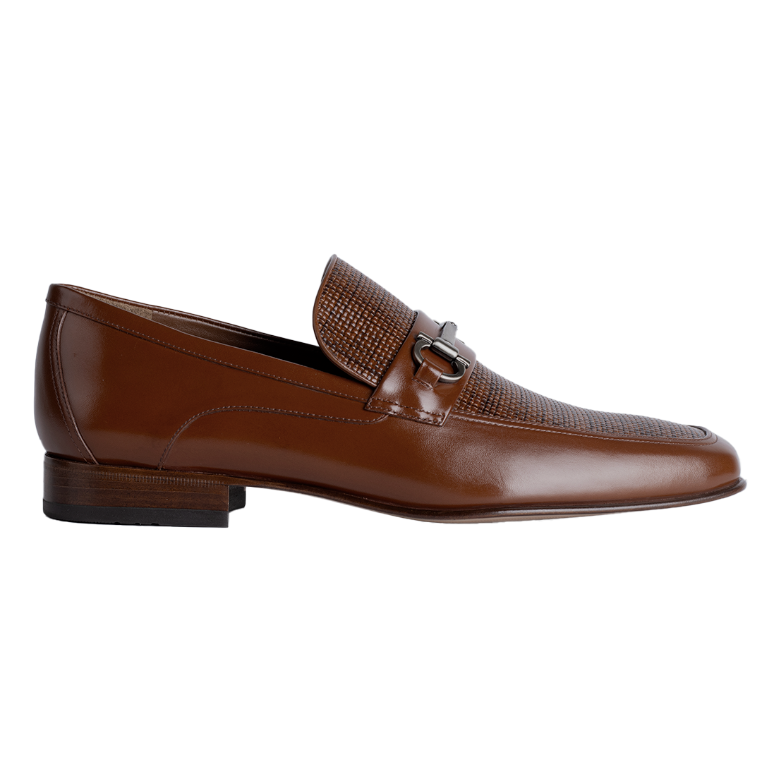 Mocasines de piel trenzada y lisa con hebilla para hombre