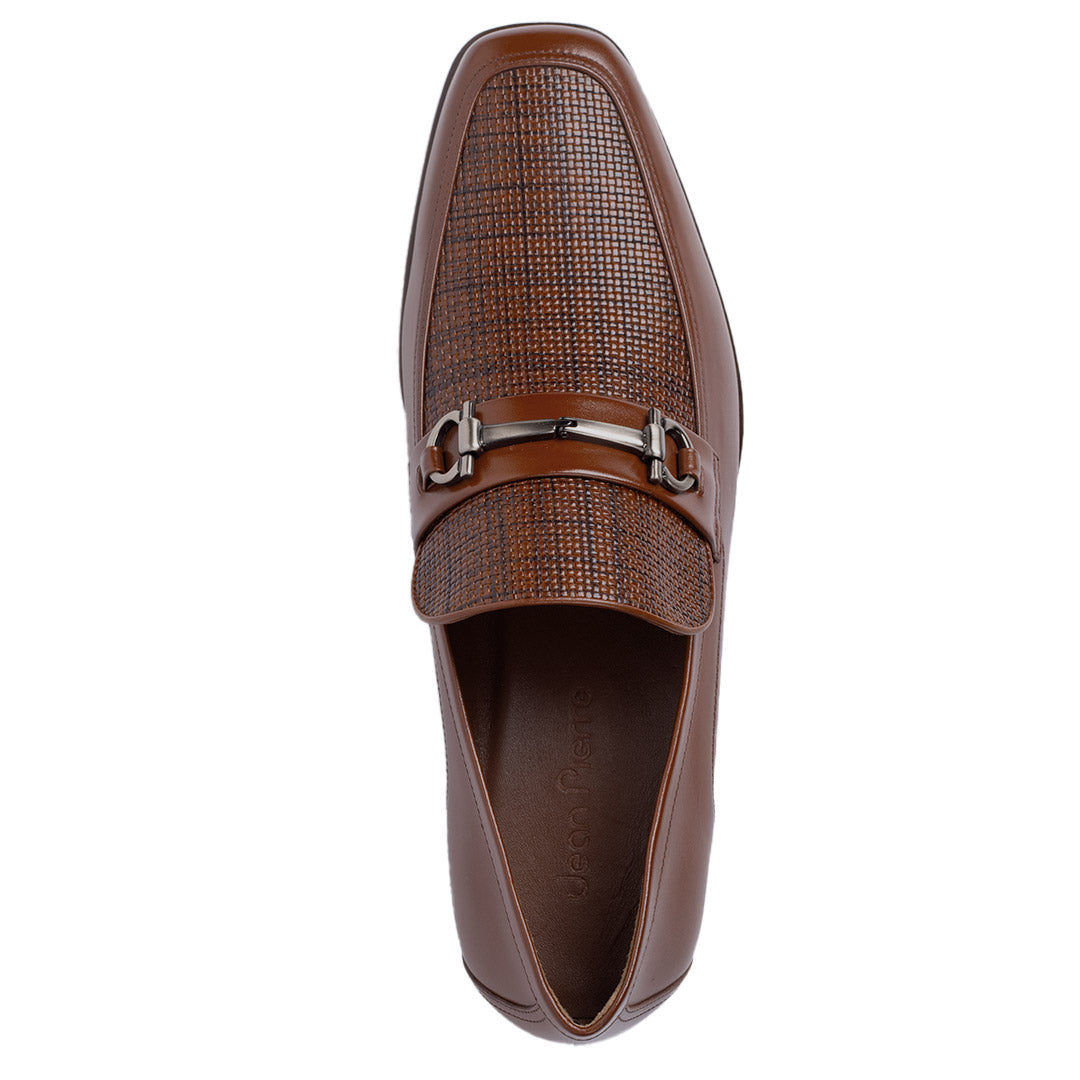 Mocasines de piel trenzada y lisa con hebilla para hombre
