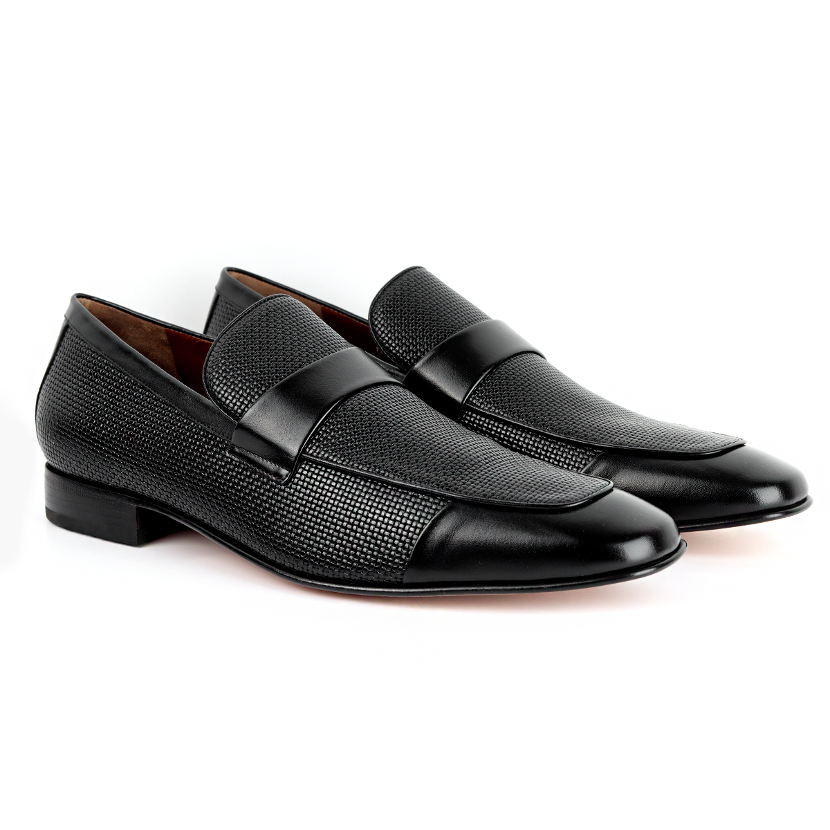 Mocasín de Vestir en Piel Texturizada Negra
