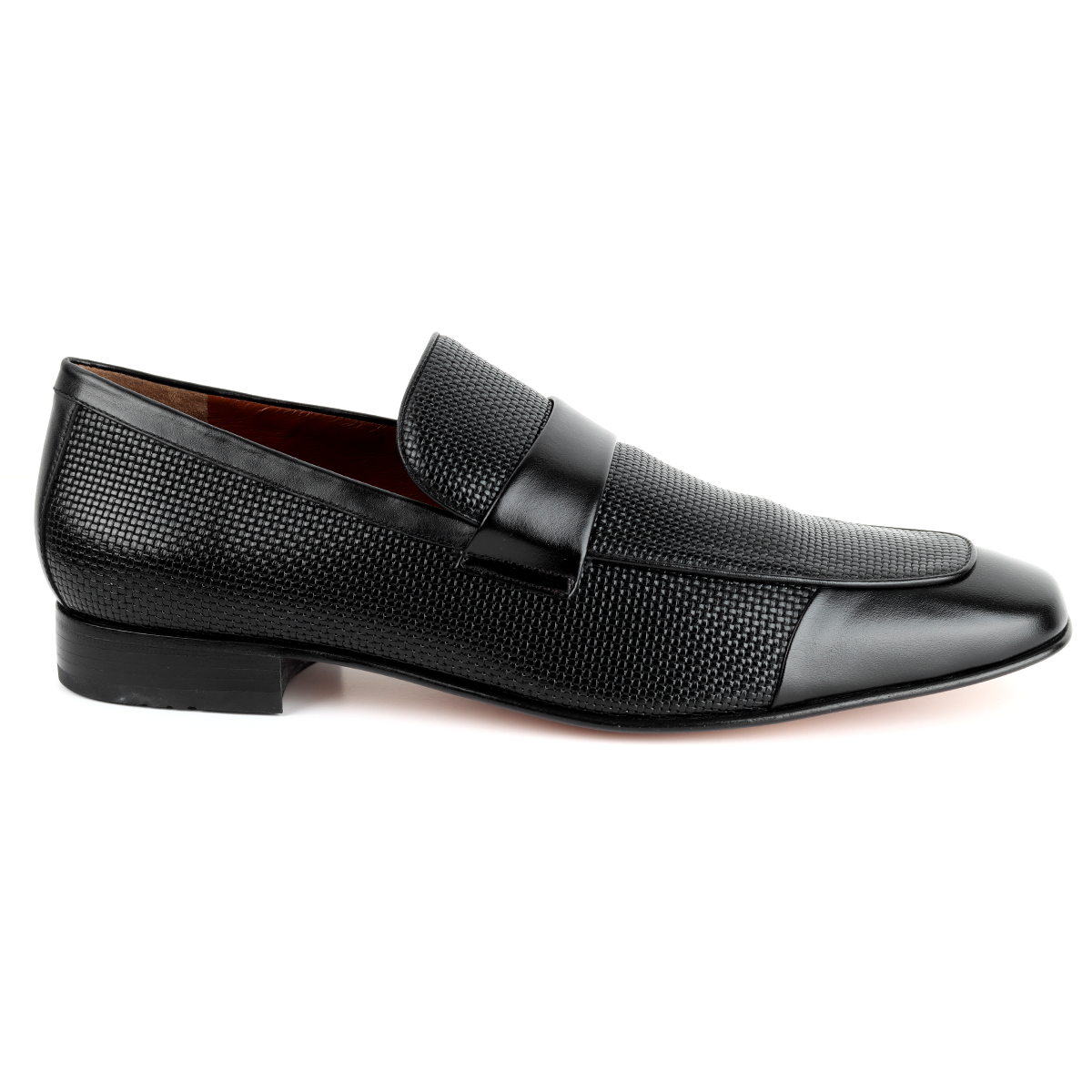 Mocasín de Vestir en Piel Texturizada Negra