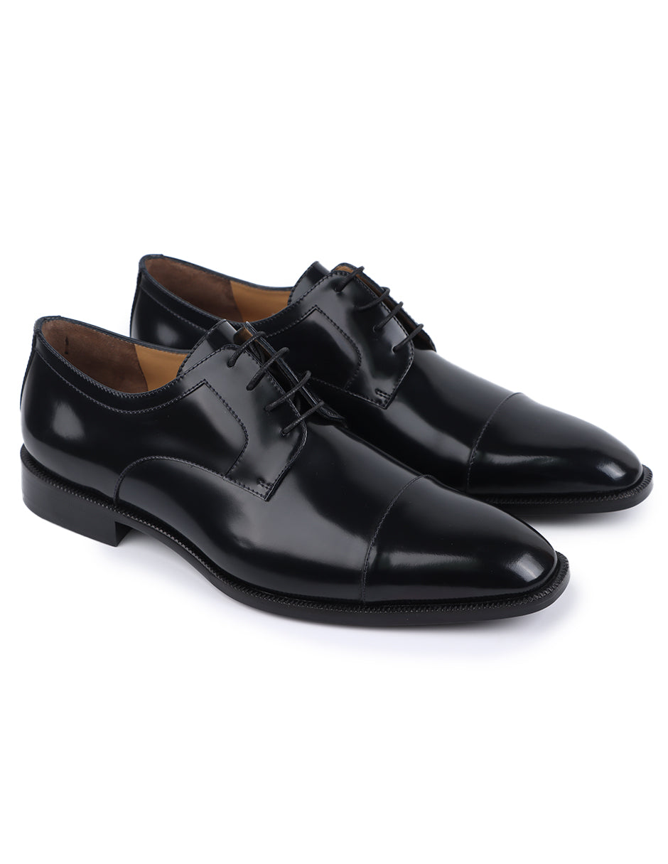 Zapatos derby de piel con acabado brillante para hombre