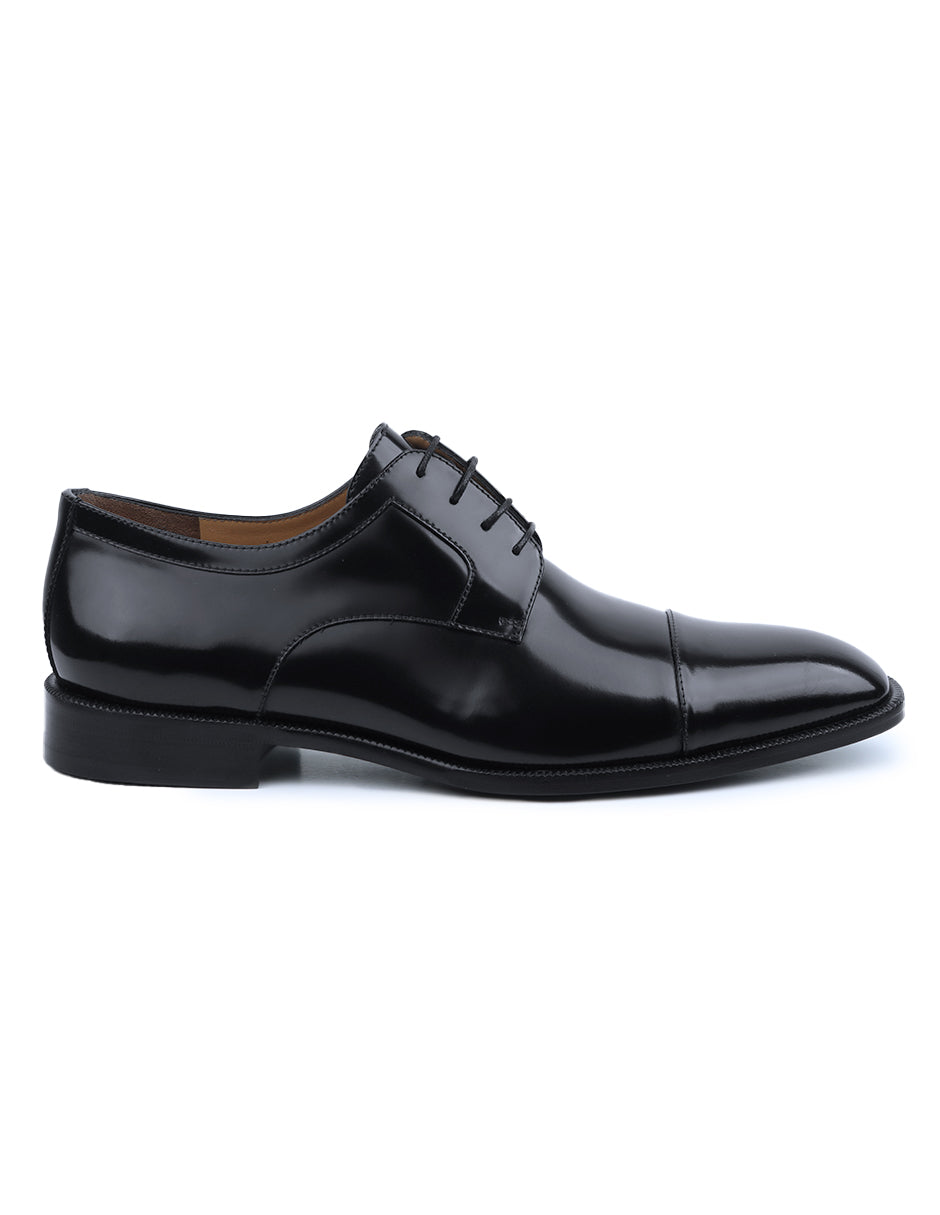 Zapatos derby de piel con acabado brillante para hombre