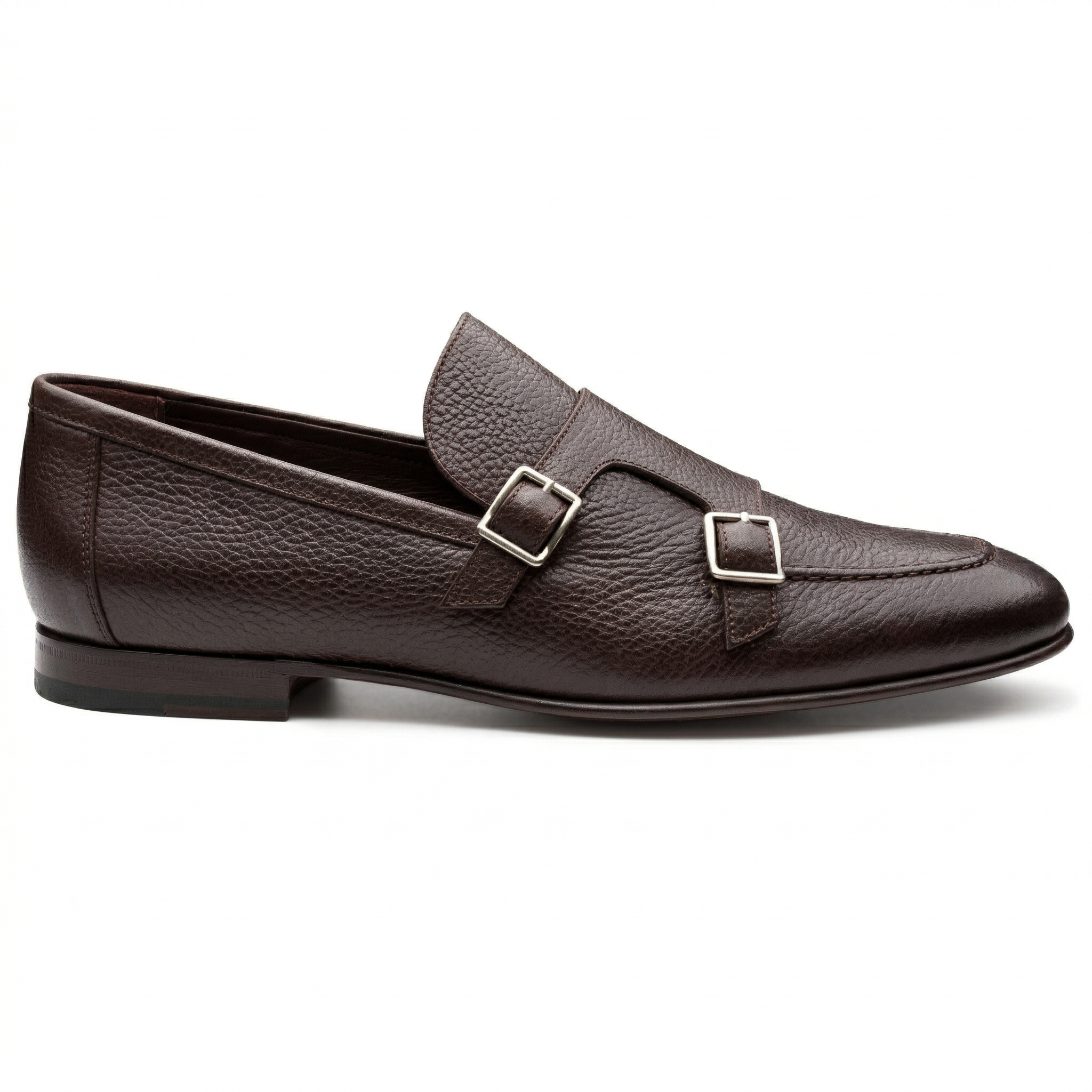 Mocasines de piel estilo monk strap con hebilla doble para hombre