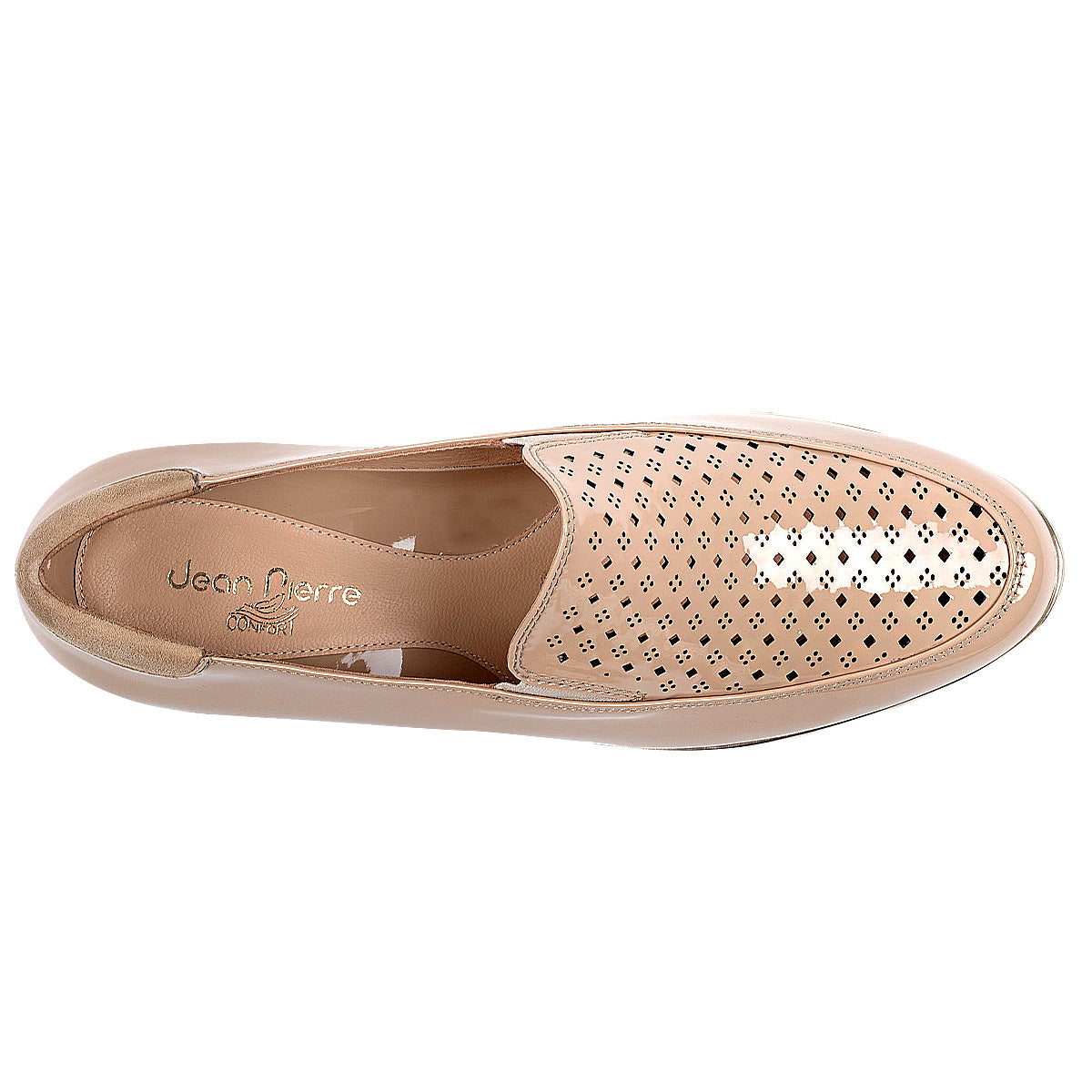Mocasines de charol con elástico lateral y suela confort para dama