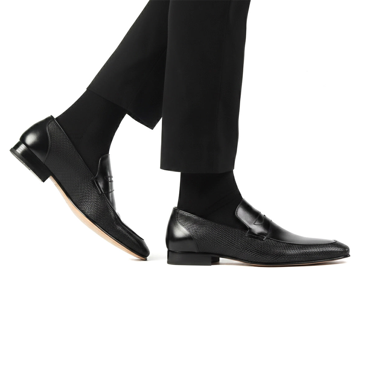 Mocasines de vestir en piel con antifaz para caballero