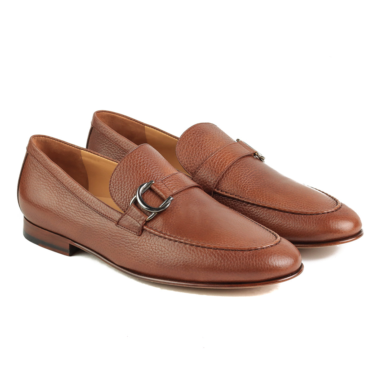 Mocasines slip on de piel con hebilla lateral para caballero