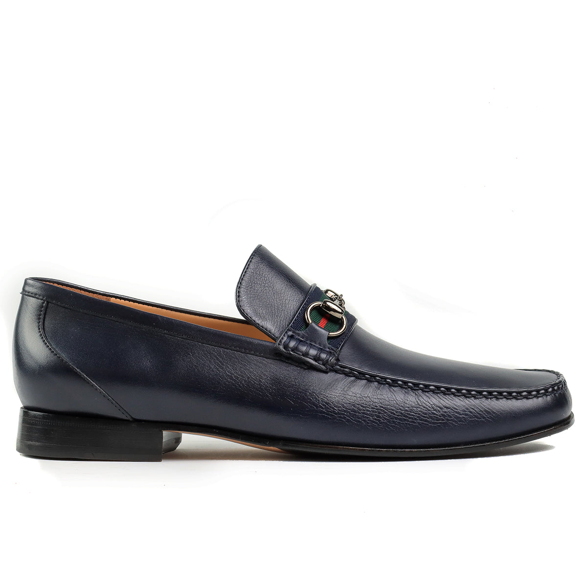 Mocasines de piel tejidos con cinta textil y herraje para caballero