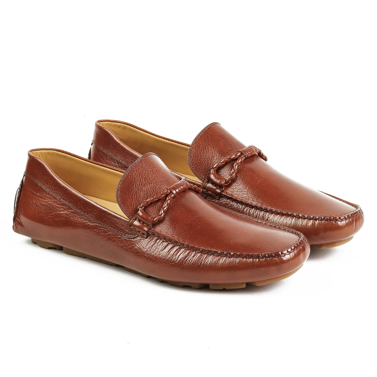 Mocasines driver de piel con correa trenzada para caballero