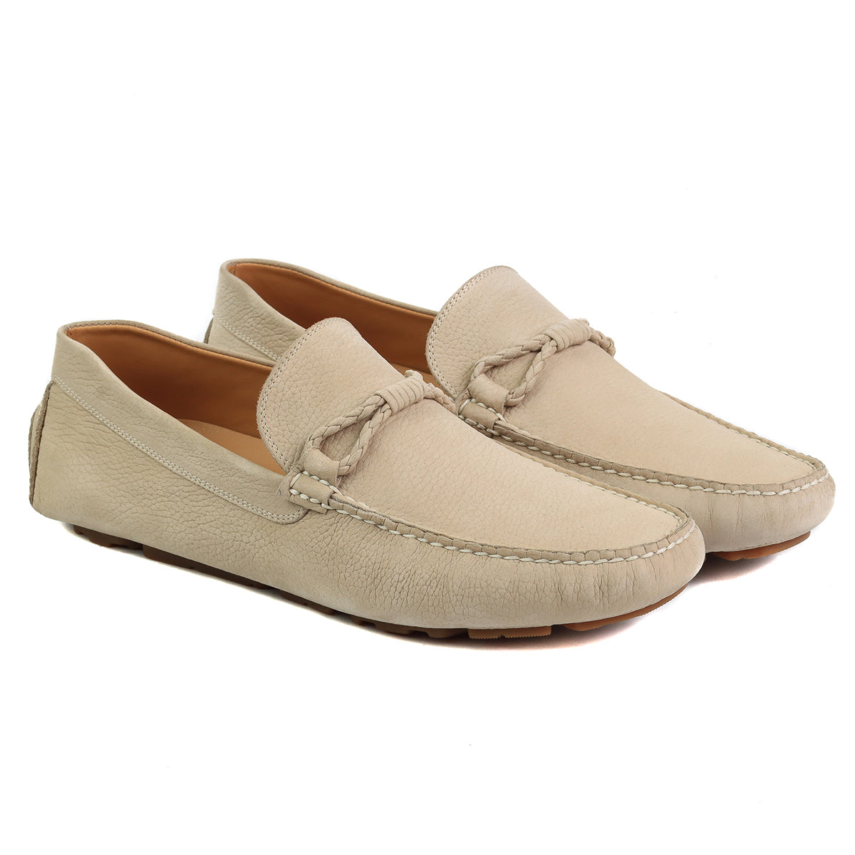 Mocasines driver en nubuck con correa trenzada para caballero