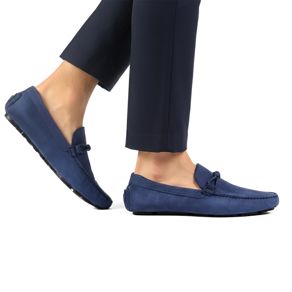 Mocasines driver en nubuck con correa trenzada para caballero