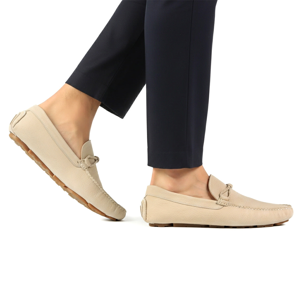Mocasines driver en nubuck con correa trenzada para caballero