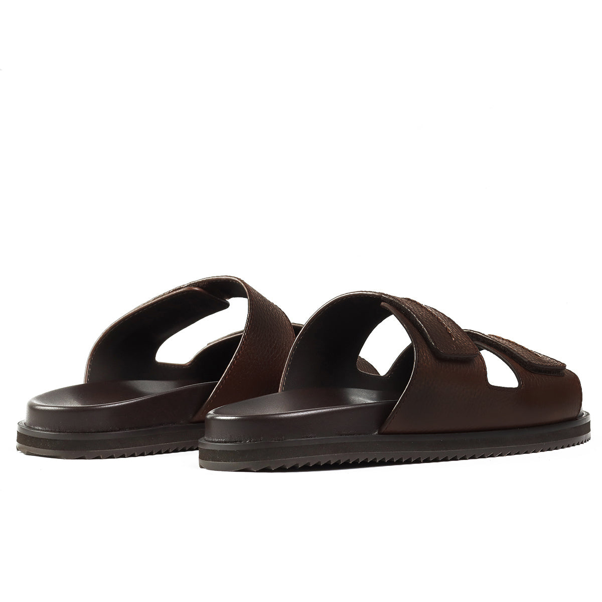Sandalias de piel brandy con tiras de velcro para caballero