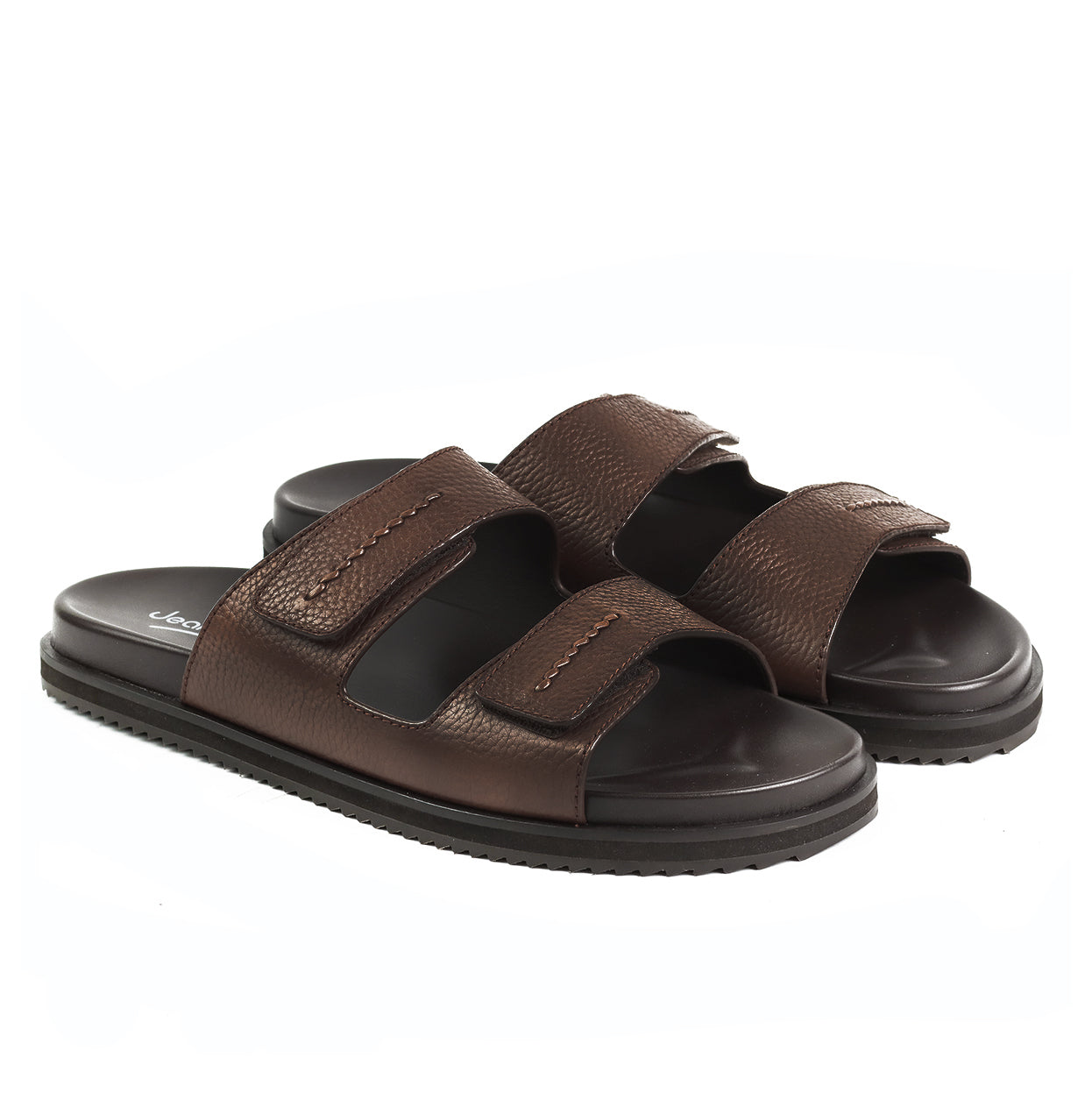 Sandalias de piel brandy con tiras de velcro para caballero