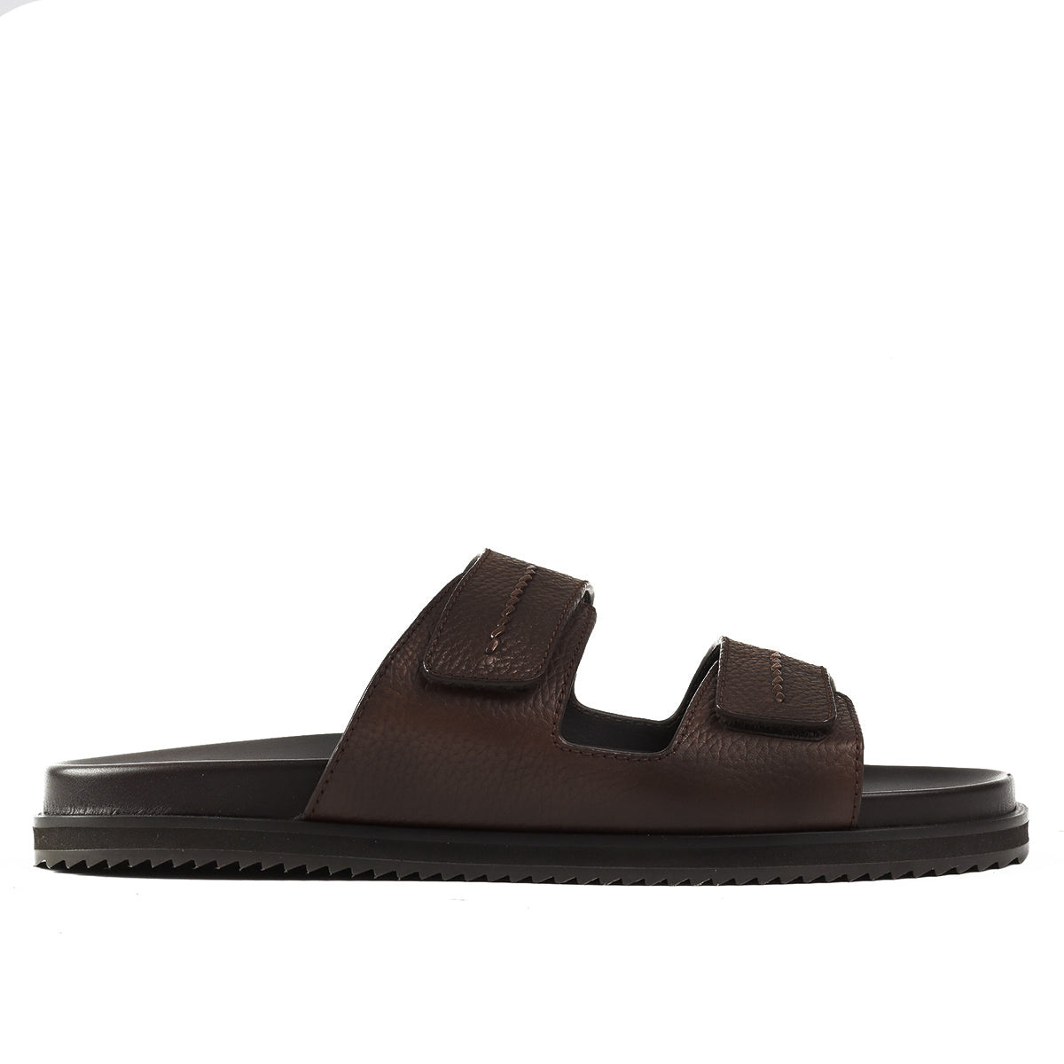 Sandalias de piel brandy con tiras de velcro para caballero
