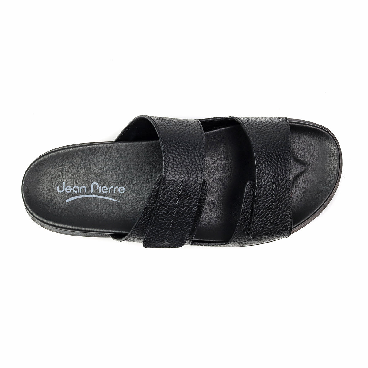 Sandalias de piel negras con tiras de velcro para caballero