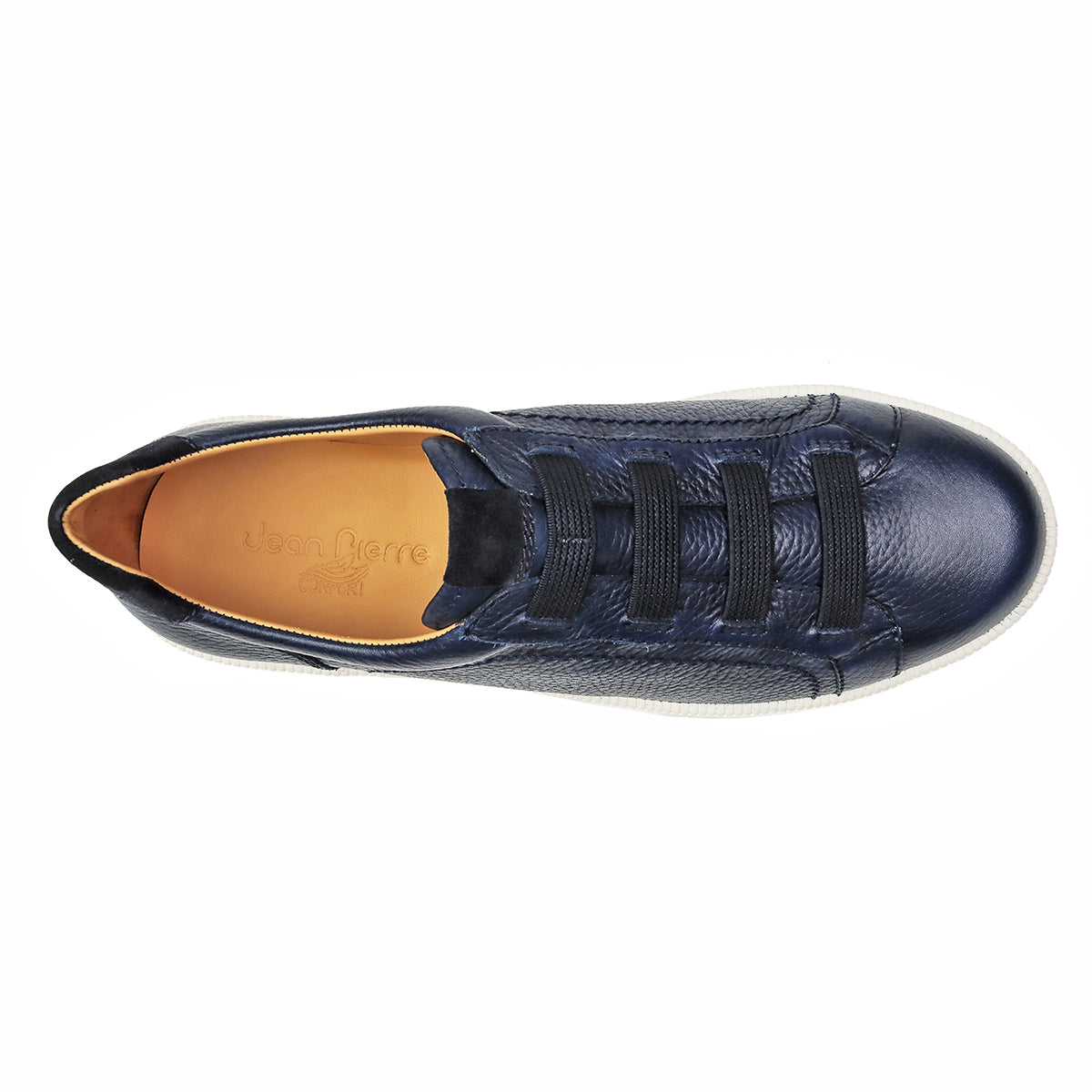 Tenis de piel azul ajuste elástico para caballero