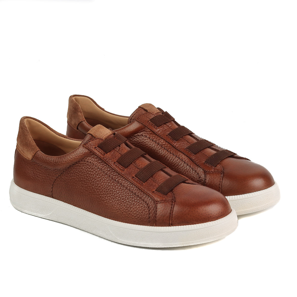 Tenis de piel con ajuste elástico para caballero