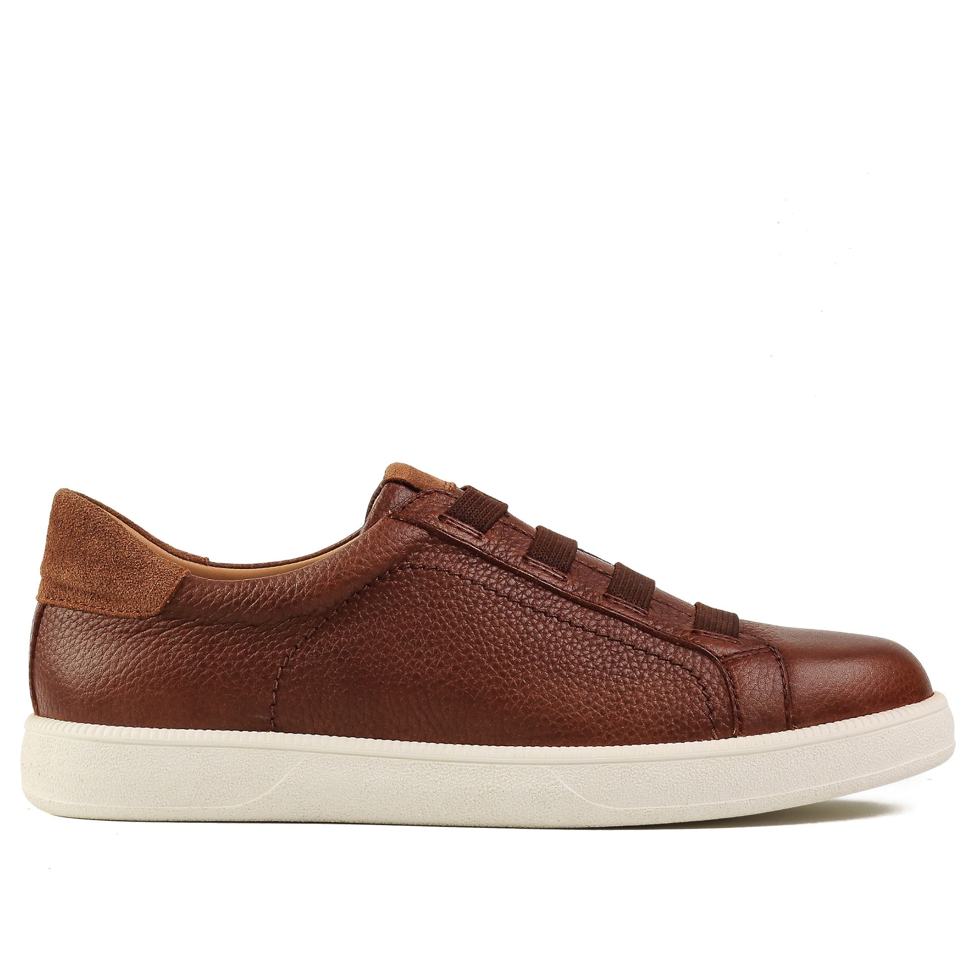 Tenis de piel con ajuste elástico para caballero