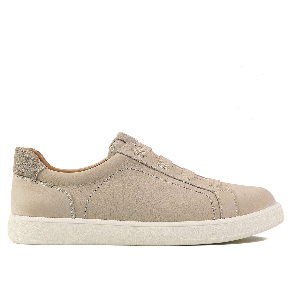 Tenis de piel con acabado en nubuck y ajuste elástico para caballero
