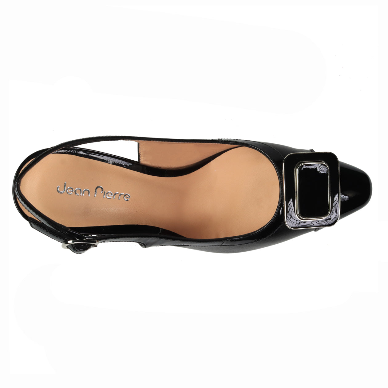 Zapatillas slingback en charol con hebilla para dama