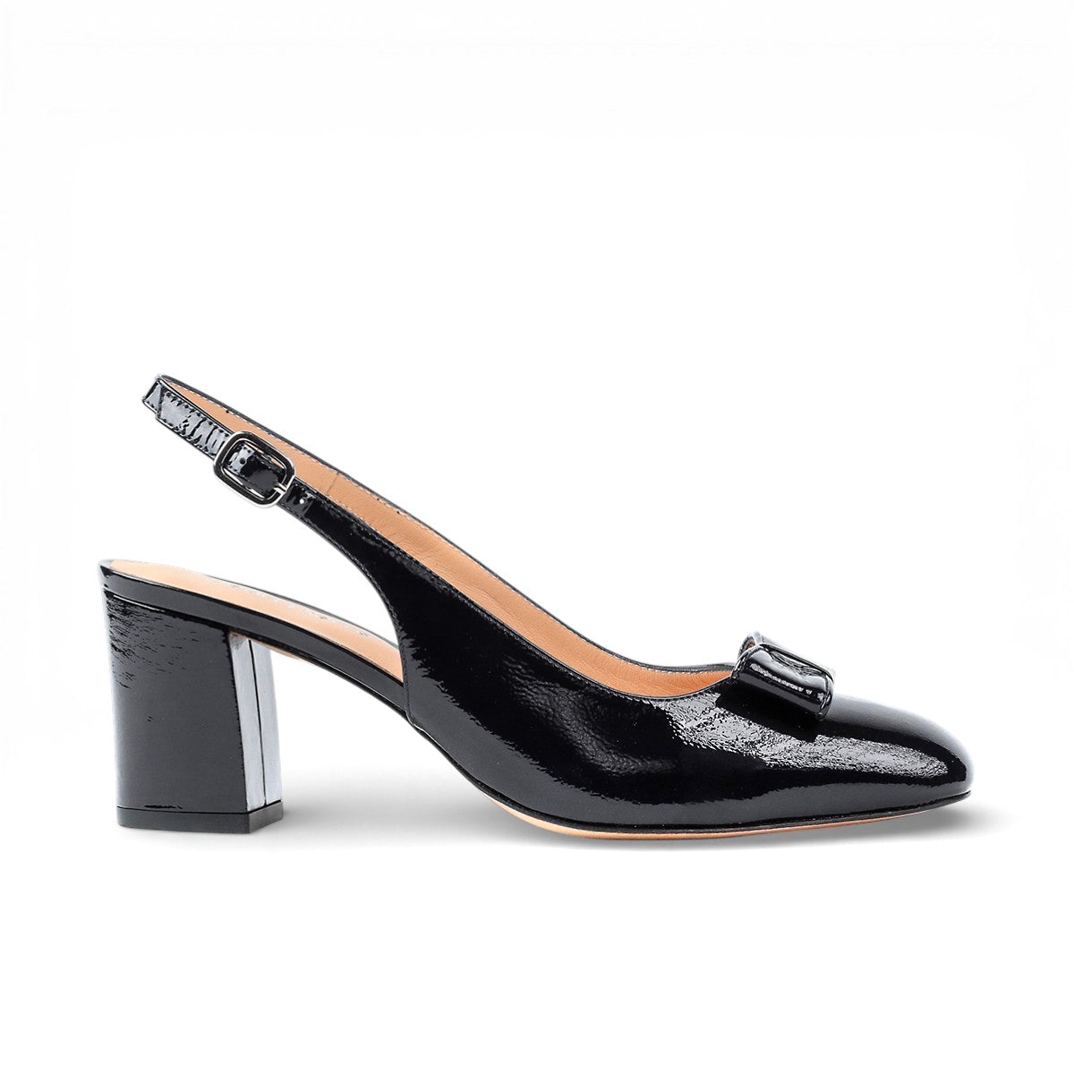 Zapatillas slingback en charol con tacón de bloque para dama
