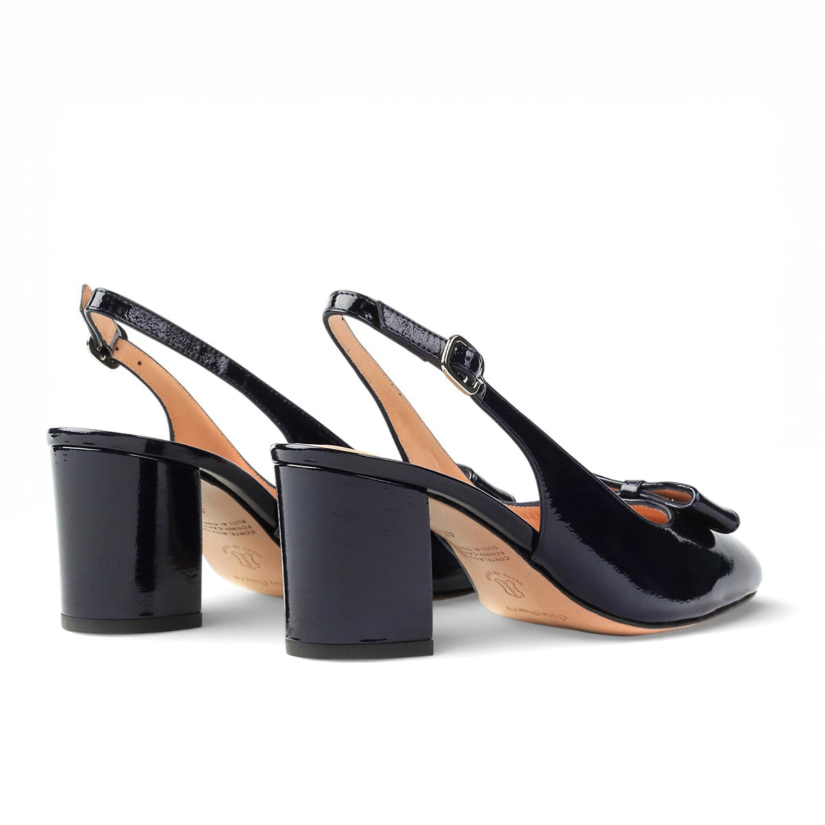 Zapatillas slingback en charol con tacón de bloque para dama