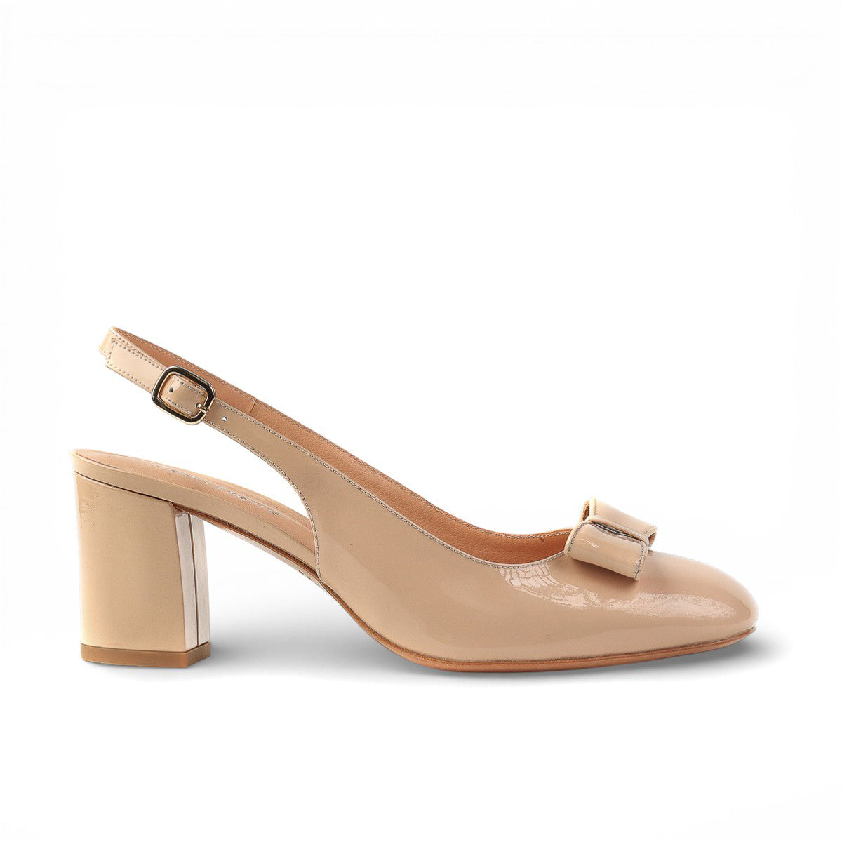 Zapatillas slingback en charol con tacón de bloque para dama