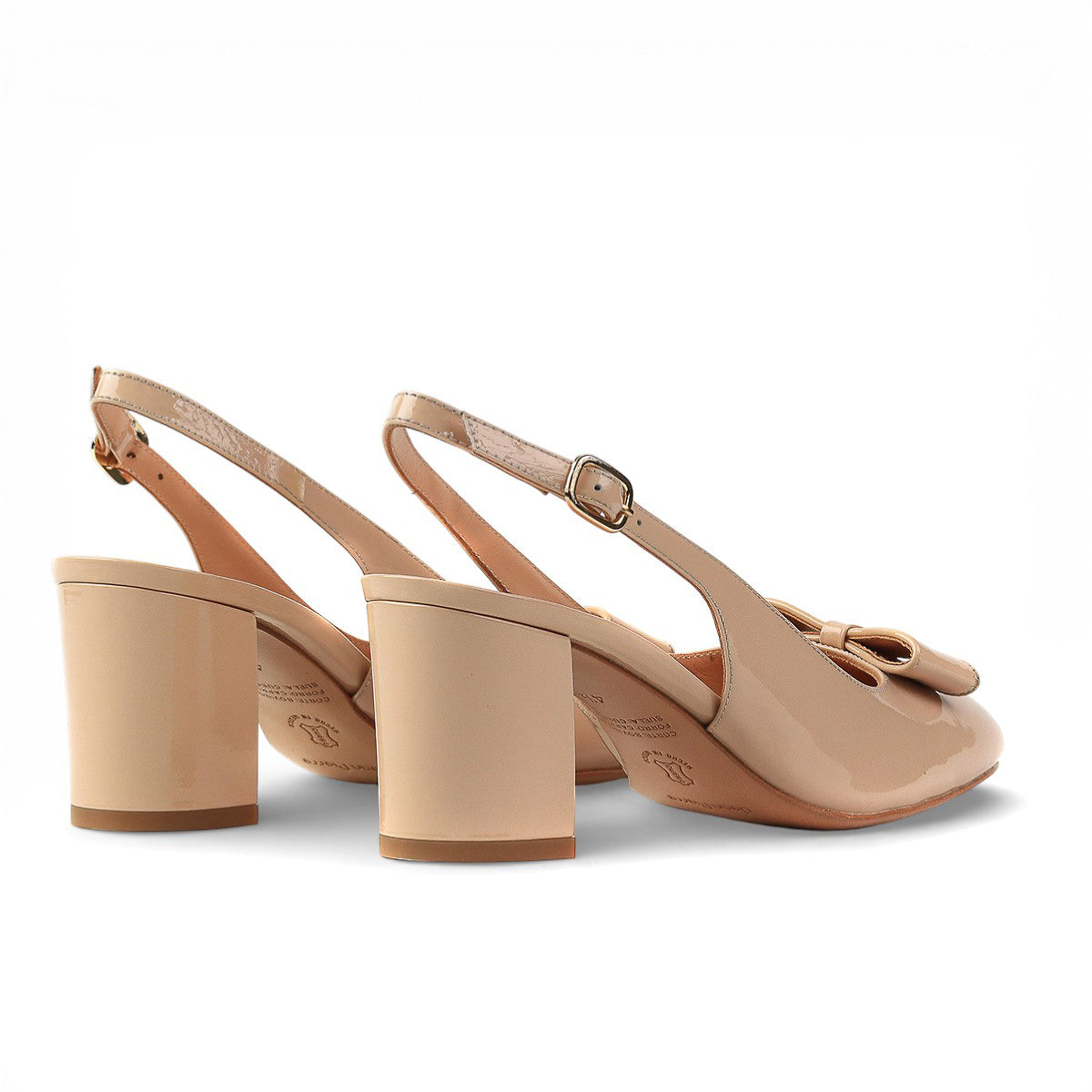 Zapatillas slingback en charol con tacón de bloque para dama
