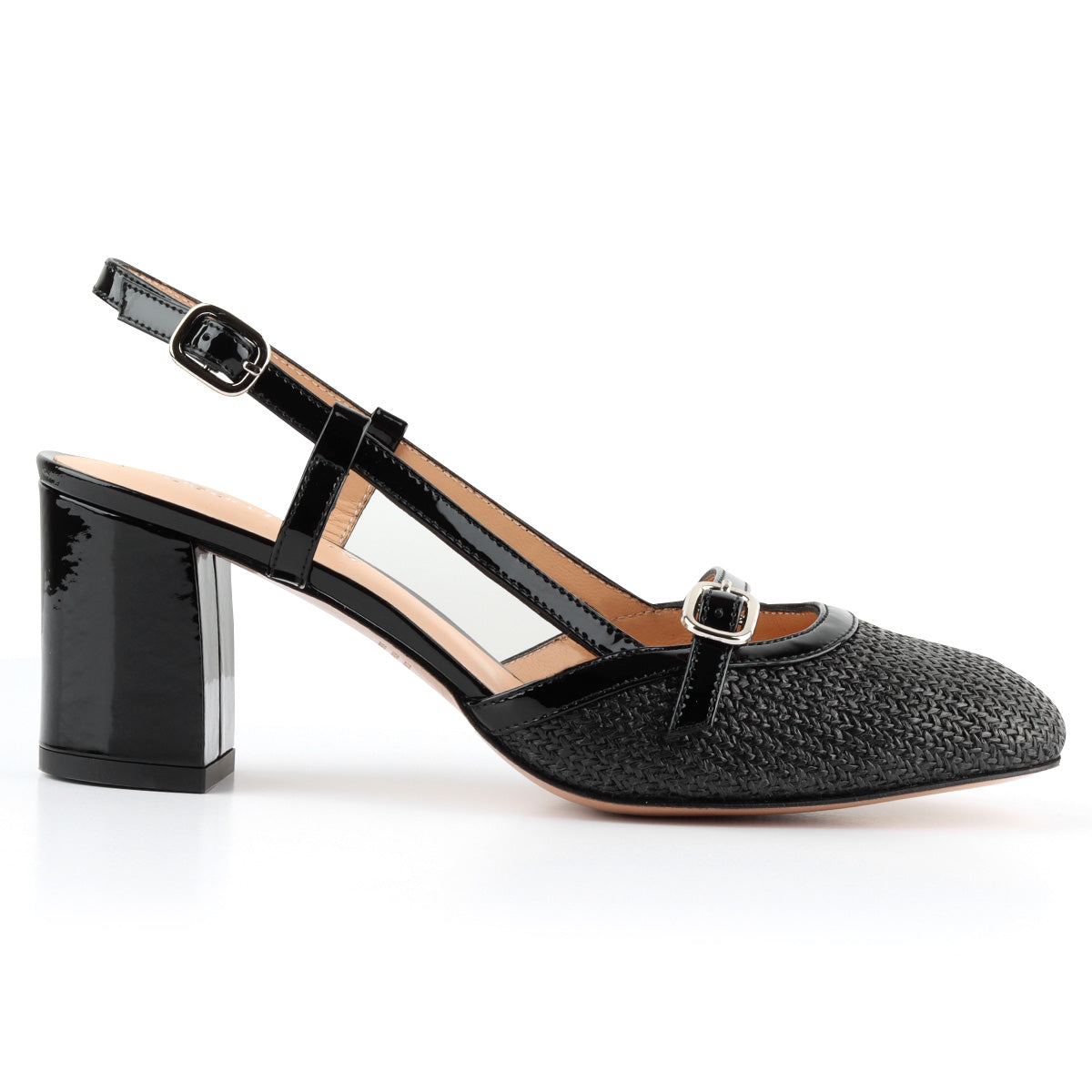 Zapatillas slingback en textil negro