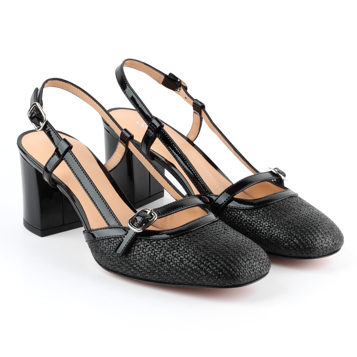 Zapatillas slingback en textil negro