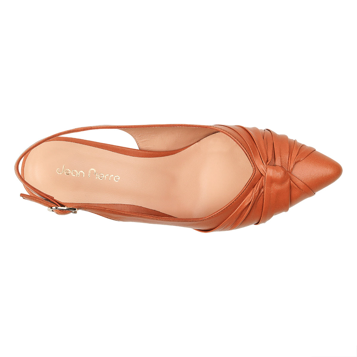 Zapatillas de piel estilo kitten heels con plisado frontal para dama