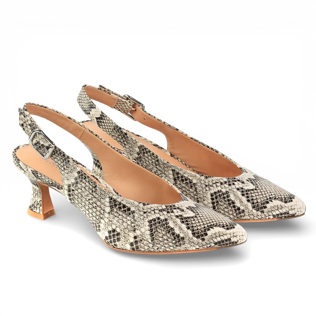 Zapatillas de piel estilo kitten heels con estampado para dama