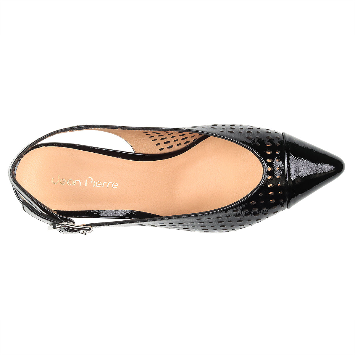 Zapatillas de charol con perforado artesanal para dama