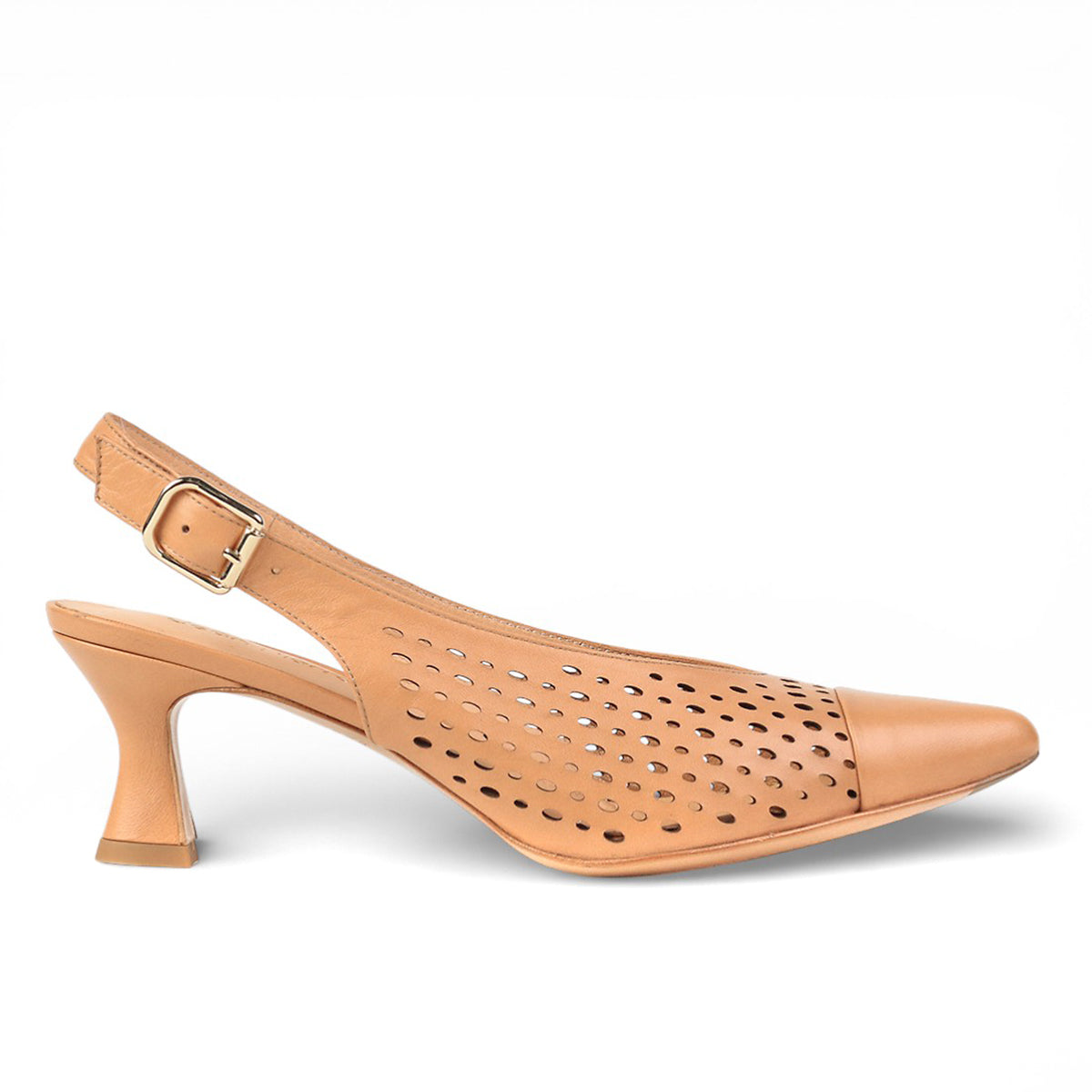 Zapatillas de piel con perforado artesanal para dama