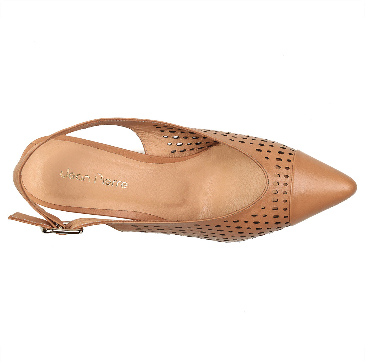 Zapatillas de piel con perforado artesanal para dama