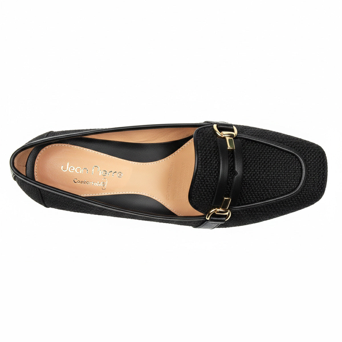 Mocasines confortables de piel y textil con hebilla para dama