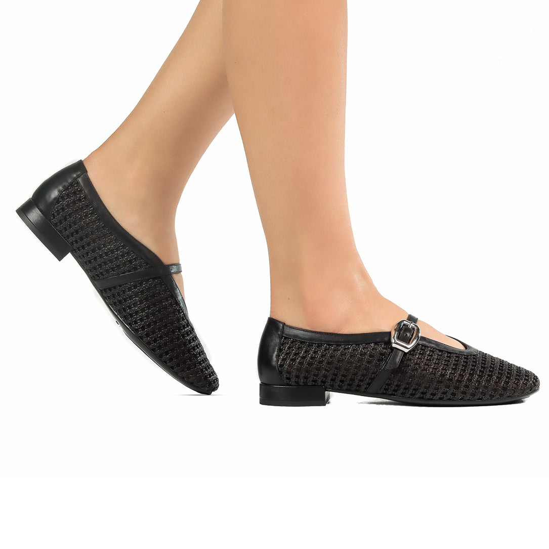 Balerina en malla textil y piel para dama