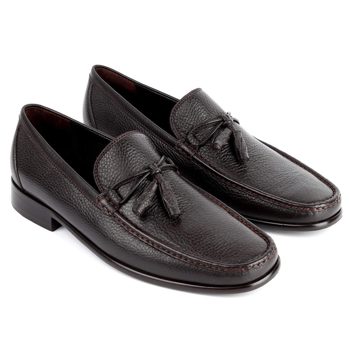Mocasines de piel con lazo y borlas para hombre