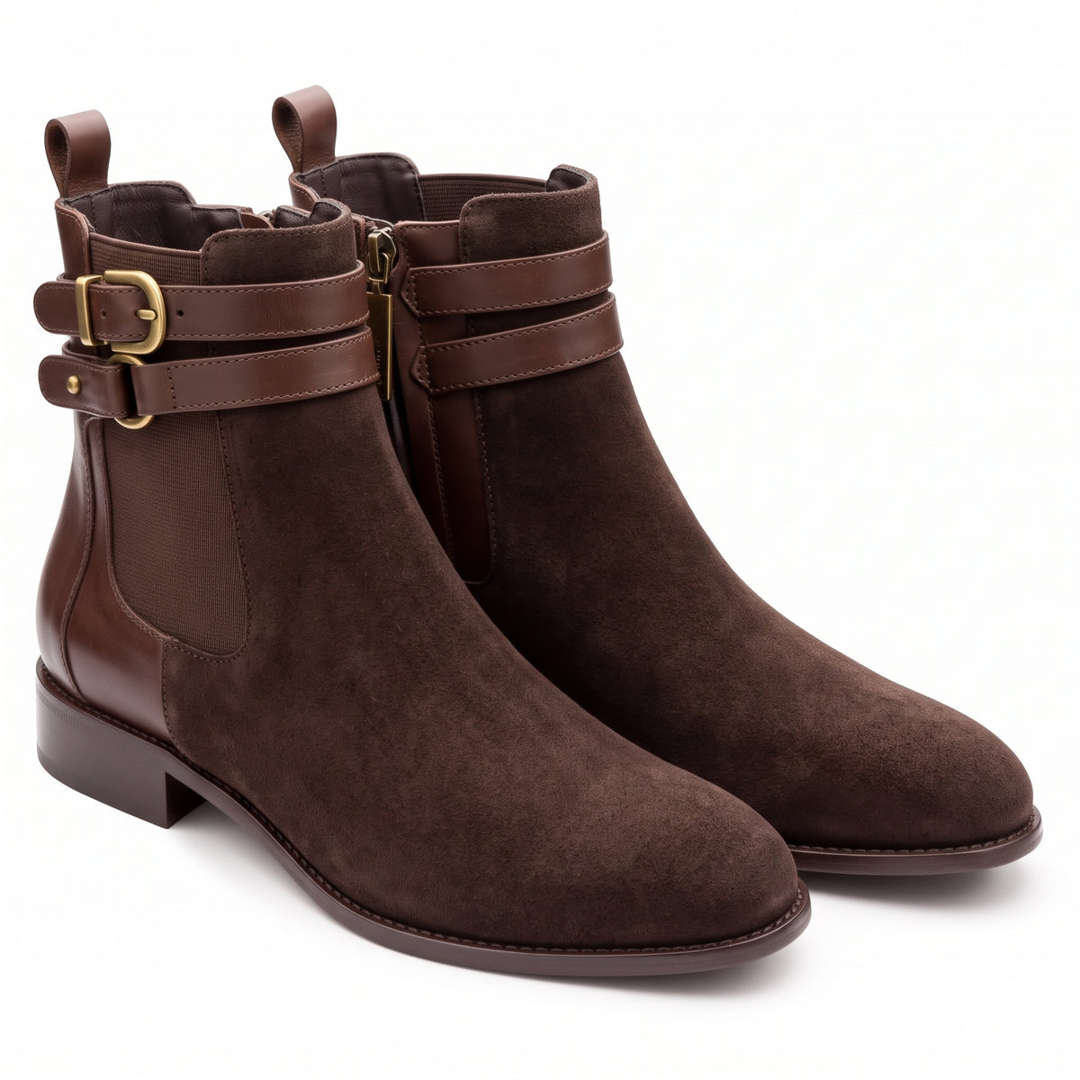 Botines de gamuza con doble correa para mujer