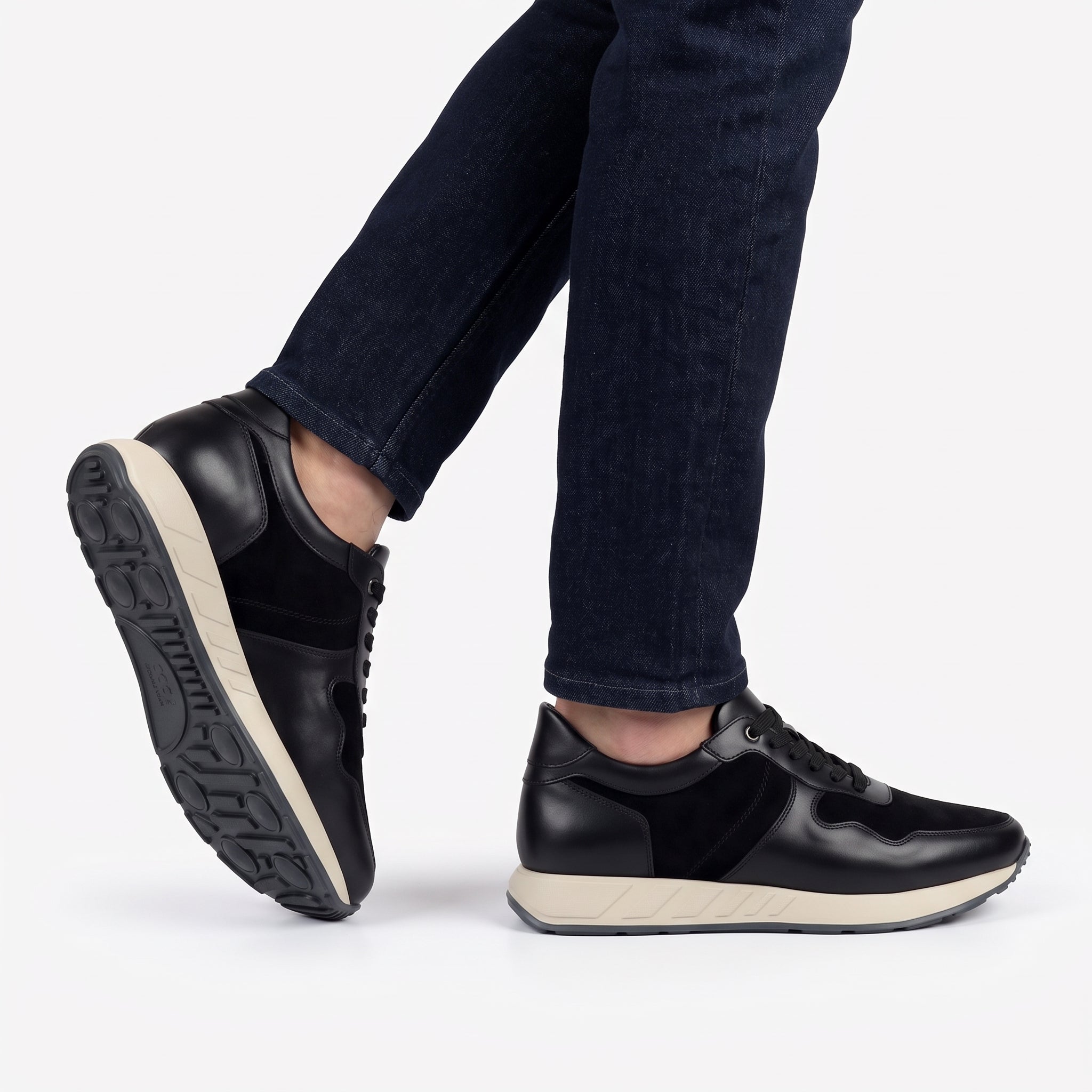 Tenis de piel y gamuza, estilo deportivo para hombre