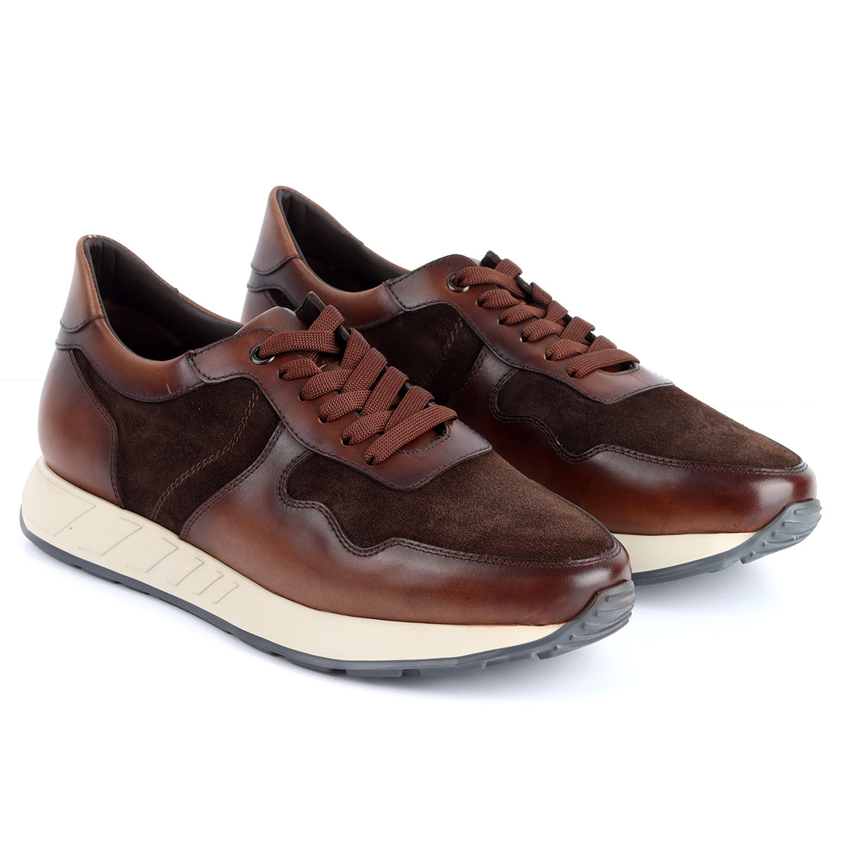 Tenis de piel y gamuza, estilo deportivo para hombre